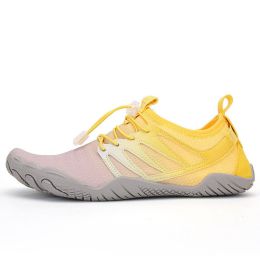 Unisex Hot Fitness Sneaker Cross-Training Crossfit Shoes High Quality Soft Comfortable Breathable Mesh Tennis Yoga Gym Treadmill - Yellow gray - 38