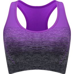 1pc/2pcs/3pcsMedium Support Two Tone Racer Back Sports Bra, Fitness Workout Running Yoga Bra - Purple - XL(12)