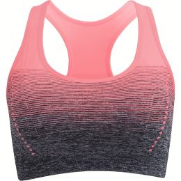 1pc/2pcs/3pcsMedium Support Two Tone Racer Back Sports Bra, Fitness Workout Running Yoga Bra - Pink - XL(12)