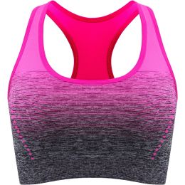 1pc/2pcs/3pcsMedium Support Two Tone Racer Back Sports Bra, Fitness Workout Running Yoga Bra - Rose Red - XL(12)