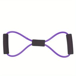 8-shaped Yoga Elastic Tension Band For Men Women Home Gym Pilates Fitness, Arm Back Shoulder Training Resistance Band, Yoga Stretch Belt - Purple