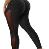 Honeycomb Mesh Contrast Leggings, Sporty Skinny High Waist Lifting Yoga Leggings, Women's Clothing - Black - M(6)