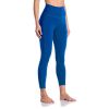 Women's High Waisted Yoga Pants 7/8 Length Leggings with Pockets - Blue - X-Large