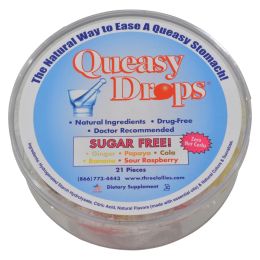 Three Lollies Queasy Drops Ginger Papaya Cola Banana Sour Raspberry - 21 Pieces - Default