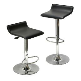 Spectrum Set of 2; Adjustable Air Lift Stool; Black Faux Leather; RTA - 93329