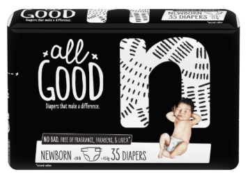 All Good Absorbent and Hypoallergenic Diapers, Newborn, 35 Ct