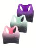 1pc/2pcs/3pcsMedium Support Two Tone Racer Back Sports Bra, Fitness Workout Running Yoga Bra - Pink - XL(12)