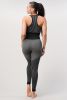 2 Piece Outfits for Women - Seamless Ribbed Yoga Outfits Sports Bra and Leggings Set - Dove Grey - M/L