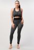 2 Piece Outfits for Women - Seamless Ribbed Yoga Outfits Sports Bra and Leggings Set - Dove Grey - M/L