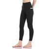 Women's High Waisted Yoga Pants 7/8 Length Leggings with Pockets - Black - Medium