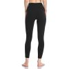 Women's High Waisted Yoga Pants 7/8 Length Leggings with Pockets - Black - Medium