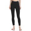 Women's High Waisted Yoga Pants 7/8 Length Leggings with Pockets - Black - Medium