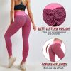 TIK Tok Leggings Women Butt Lifting Workout Tights Plus Size Sports High Waist Yoga Pants - Pink-L