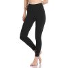 Women's High Waisted Yoga Pants 7/8 Length Leggings with Pockets - Black - Medium