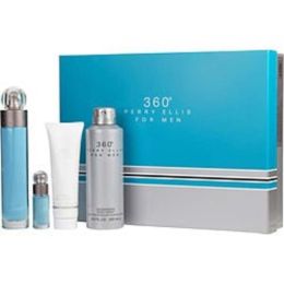 Perry Ellis 360 By Perry Ellis Edt Spray 3.4 Oz & Shower Gel 3 Oz & Deodorant Body Spray 6.8 Oz & Edt Spray 0.25 Oz Mini For Men