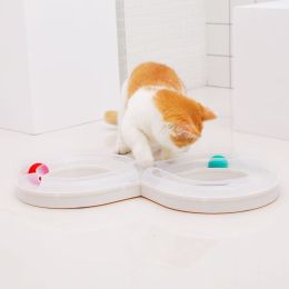 Toy cat turntable teasing cat set tunnel teasing cat stick pet supplies (Color: Blue)