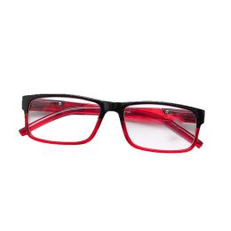 Middle-aged and elderly Comfortable Square Stylish High Definition Reading Glasses (number of degrees: 200, Color: black+red)