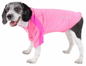 Pet Life Active 'Chewitt Wagassy' 4-Way Stretch Performance Long Sleeve Dog T-Shirt (Color: Pink, size: X-Large)