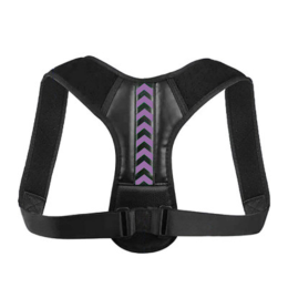 Women Men Univeral Adjustable Back Posture Corrector Shoulder Straightener Brace Neck Pain Relief (Chest Circumference: 36-47 inch, Color: Black & Purple)