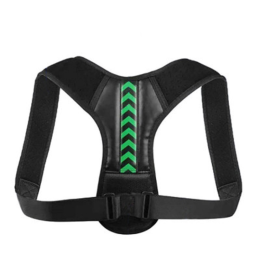 Women Men Univeral Adjustable Back Posture Corrector Shoulder Straightener Brace Neck Pain Relief (Chest Circumference: 47-59 inch, Color: Black & Green)