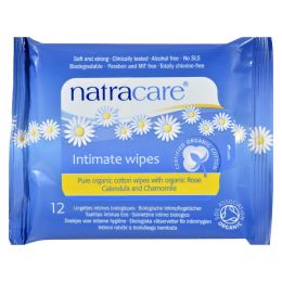 Natracare Organic Cotton Intimate Wipes - 12 Wipes - Case of 12 (SKU: 799015)