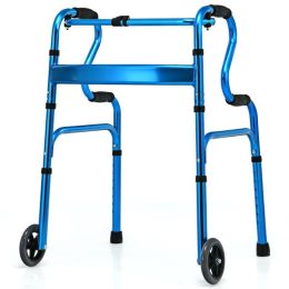 Bi-Level Armrests Adjustable Rehabilitation Equipment Folding Walker (Color: Blue, Type: Rehabilitation Equipment)