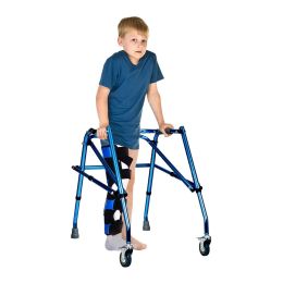 Leg Rehabilitation Equipment Young And Old Folding Walker With Wheels (Color: Blue, Type: Rehabilitation Equipment)