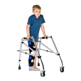 Leg Rehabilitation Equipment Young And Old Folding Walker With Wheels (Color: Silver, Type: Rehabilitation Equipment)