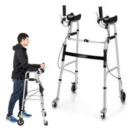 Aluminum Alloy Rehabilitation Auxiliary Walking Foldable Standard Walker (Color: Silver A, Type: Rehabilitation Equipment)